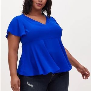 ELECTRIC BLUE GEORGETTE PEPLUM BLOUSE -TORRID 3